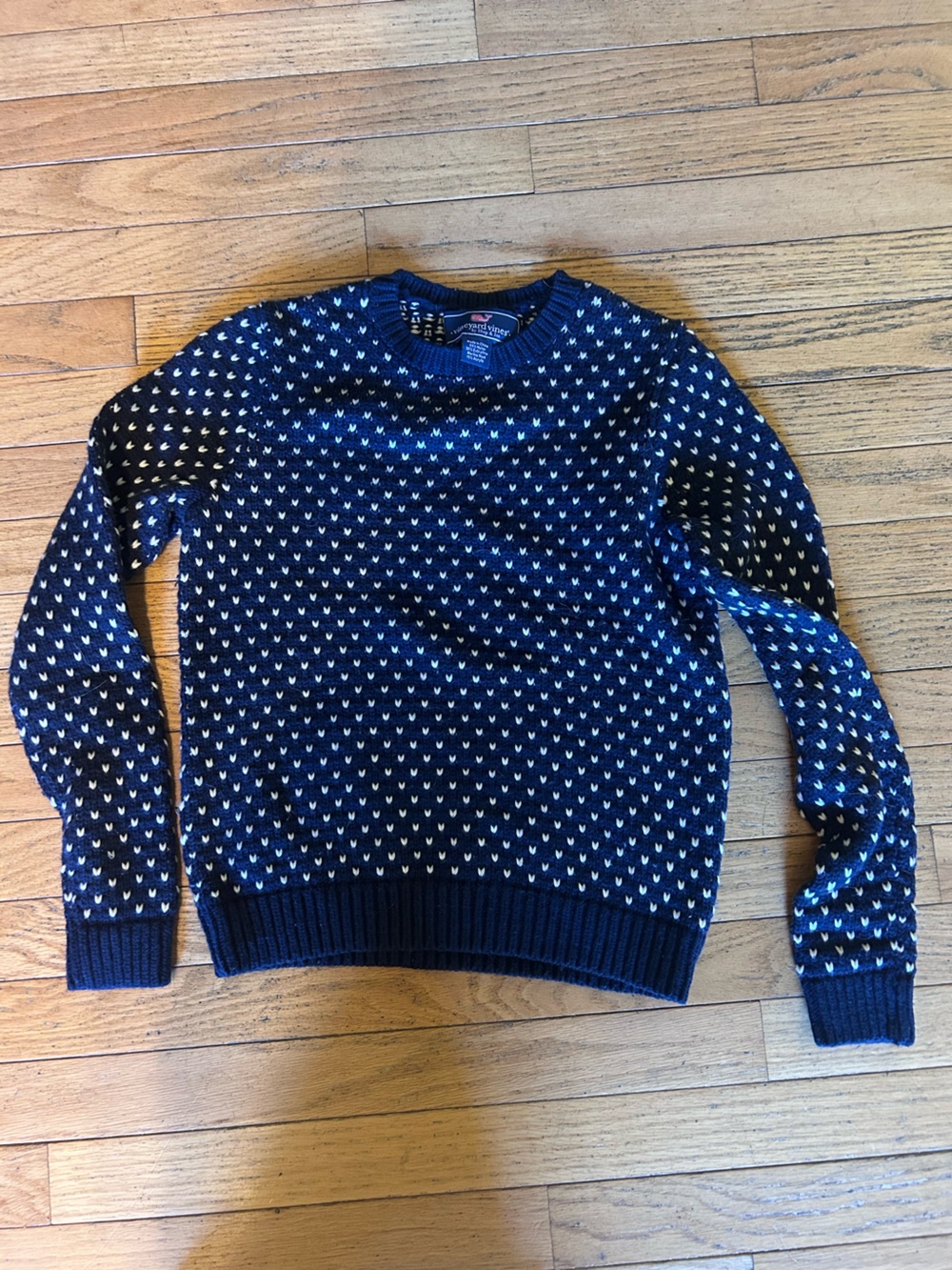 Vineyard Vines Navy and White Dotted Crewneck Sweater